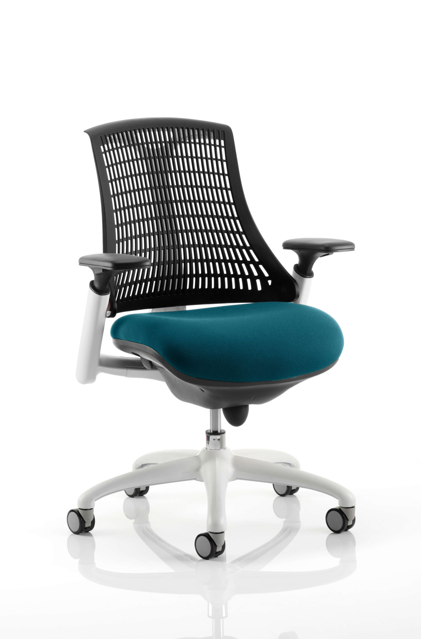 Flex Medium Back White Frame Task Operator Office Chair with Arms