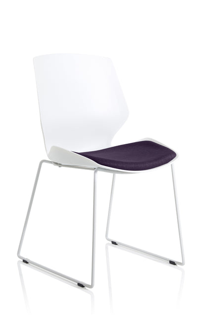 Florence Sled White Frame Fabric Seat Visitor Chair