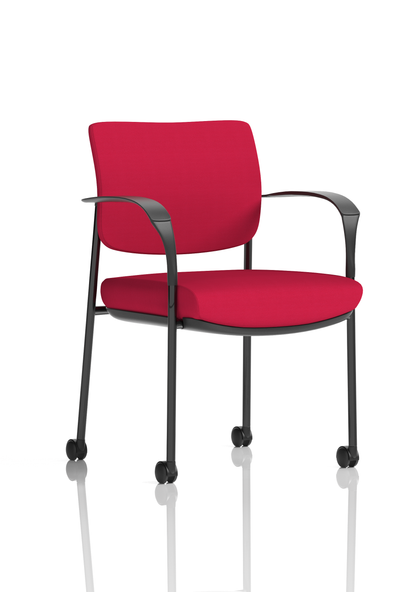 Brunswick Deluxe Medium Back Stacking Visitor Office Chair with Arms with Castors