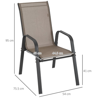 Outsunny Set of Four Stackable Mesh Seat Chairs - Grey 