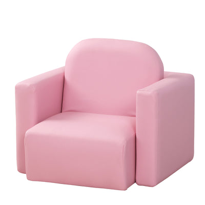 HOMCOM 2 In 1 Toddler Sofa Chair,  48 x 44 x 41 cm, for Game Relax Playroom, Pink 