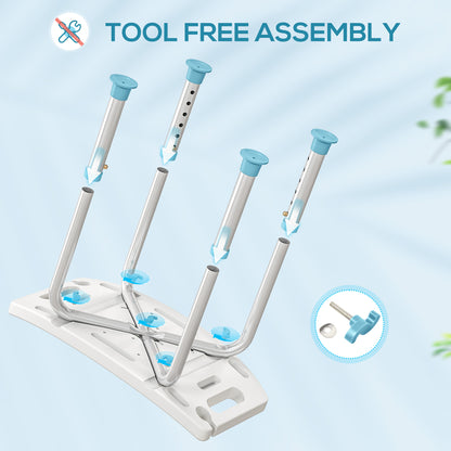 HOMCOM 6-Level Height Adjustable Aluminium Bath Room Stool Chair Shower Non-Slip Design w/ Padded Seat Drainage Holes Foot Pad, Turquoise