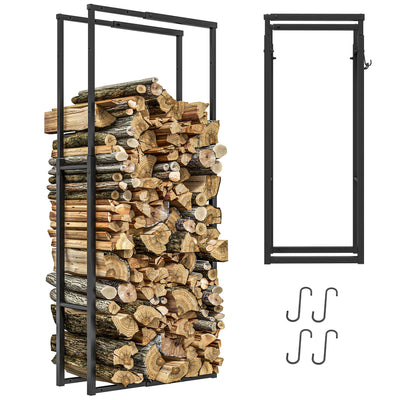 Outsunny 40-65/100-150cm Adjustable Metal Firewood Log Holder 