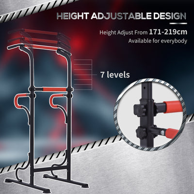 HOMCOM Steel Multi-Use Exercise Power Tower Pull Up Station Adjustable Height W/ Grips 