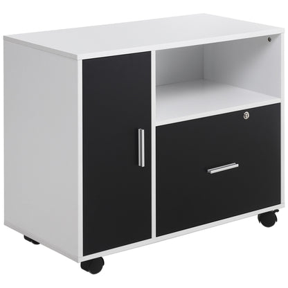 HOMCOM Multi-Compartment Office Storage Cabinet, with File Hangers - Black/White 