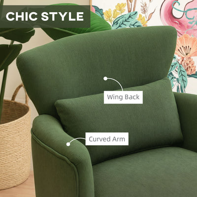 HOMCOM Corduroy Retro Accent Chair - Green 