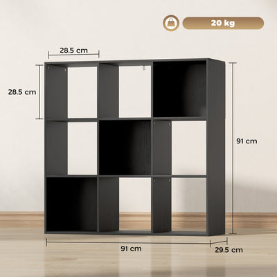 HOMCOM Nine-Cube Storage Shelf - Black 
