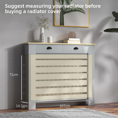 HOMCOM 95.5H x 111Wcm Radiator Cover, with Drawer - Grey 