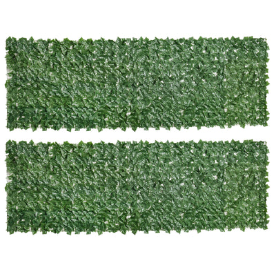 Outsunny 2-Piece Artificial Leaf Hedge Screen Privacy Fence Panel for Garden Outdoor Indoor Decor, Dark Green, 3M x 1M 