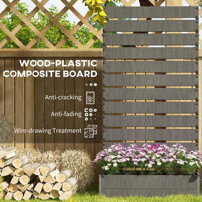 Outsunny Raised Bed for Garden, Planter with Trellis for Climbing Plants, Vines, Planter Box with Drainage Gap, Dark Grey 