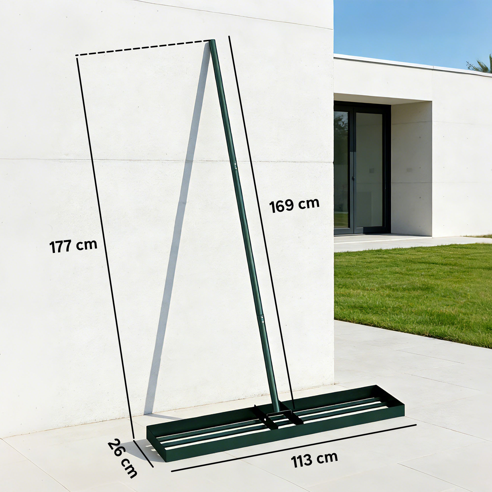 Outsunny Lawn Levelling Rake, 113 x 26 cm Lawn Leveller Lute with 169 cm Handle for Grass Soil Sand Yard Golf Course 