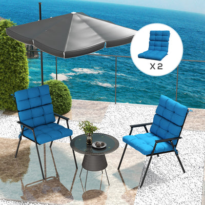 Outsunny 2-Piece Seat Cushion Replacement with Backrest, Garden Patio Chair Cushions Set with Ties, Blue 