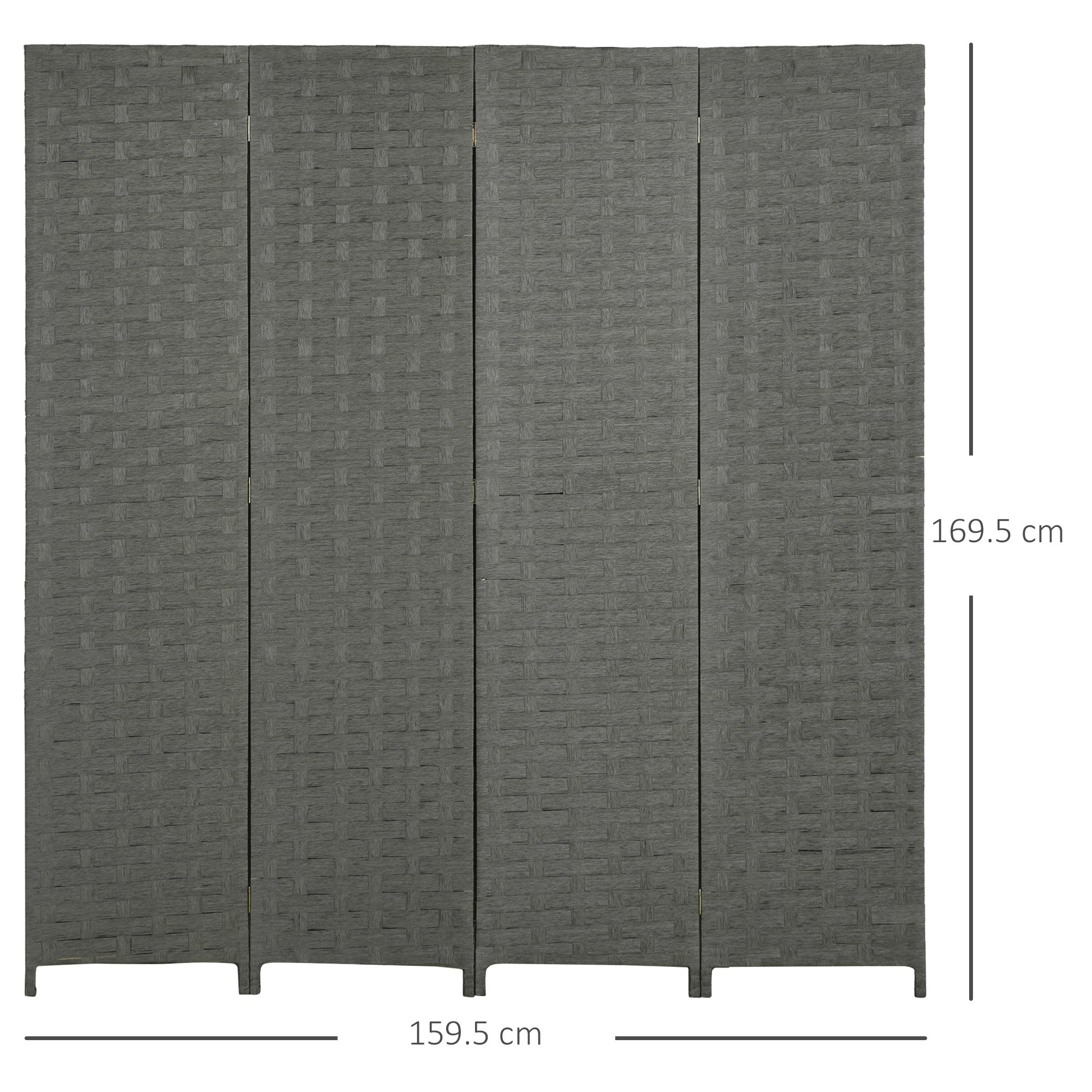 HOMCOM 4-Panel Room Dividers, Wave Fibre Freestanding Folding Privacy Screen Panels, Partition Wall Divider for Indoor Bedroom Office, 170\'c2\'a0cm, Grey