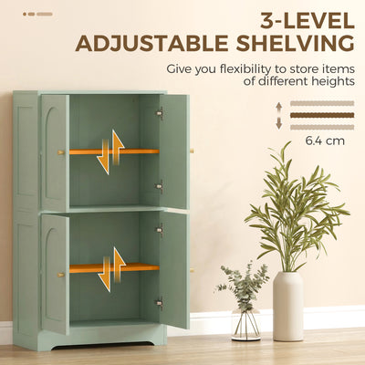HOMCOM 4-Door Kitchen Storage Cabinet with Adjustable Shelves - Green 