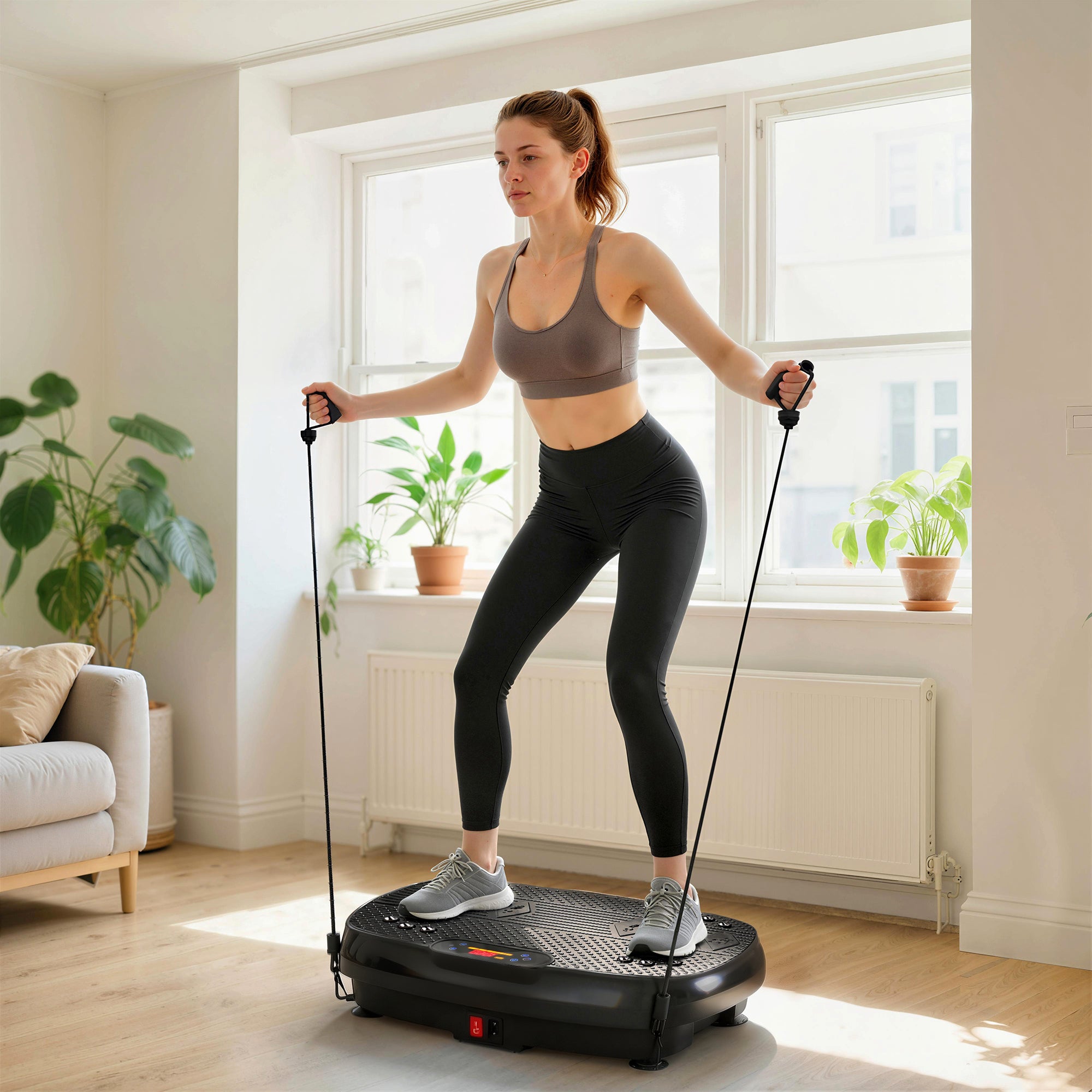 SPORTNOW Vibration Plate Exercise Machine with 120 Speed Levels, 5 Programs, Quiet Vibrating Plate with Resistance Bands 