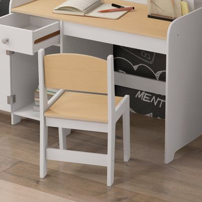 ZONEKIZ Kids Desk and Chair Set for 3-6 Years with Storage Drawer, Study Table and Chair for Children - White 