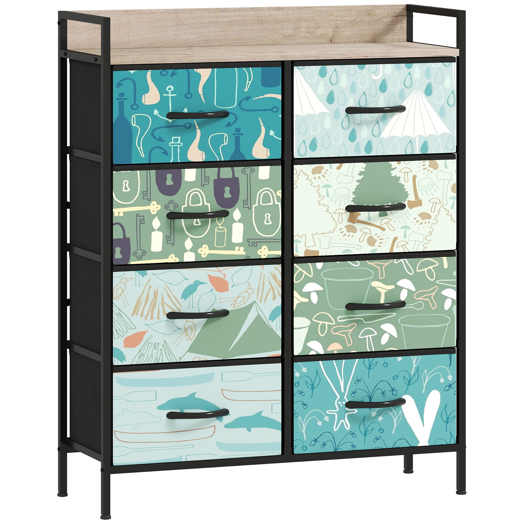 HOMCOM 8-Drawer Chest of Drawers - Blue