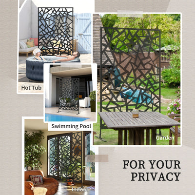 Outsunny Freestanding Garden Partition Screen Metal Decorative Outdoor Divider with Expansion Screws for Garden Patio Deck 
