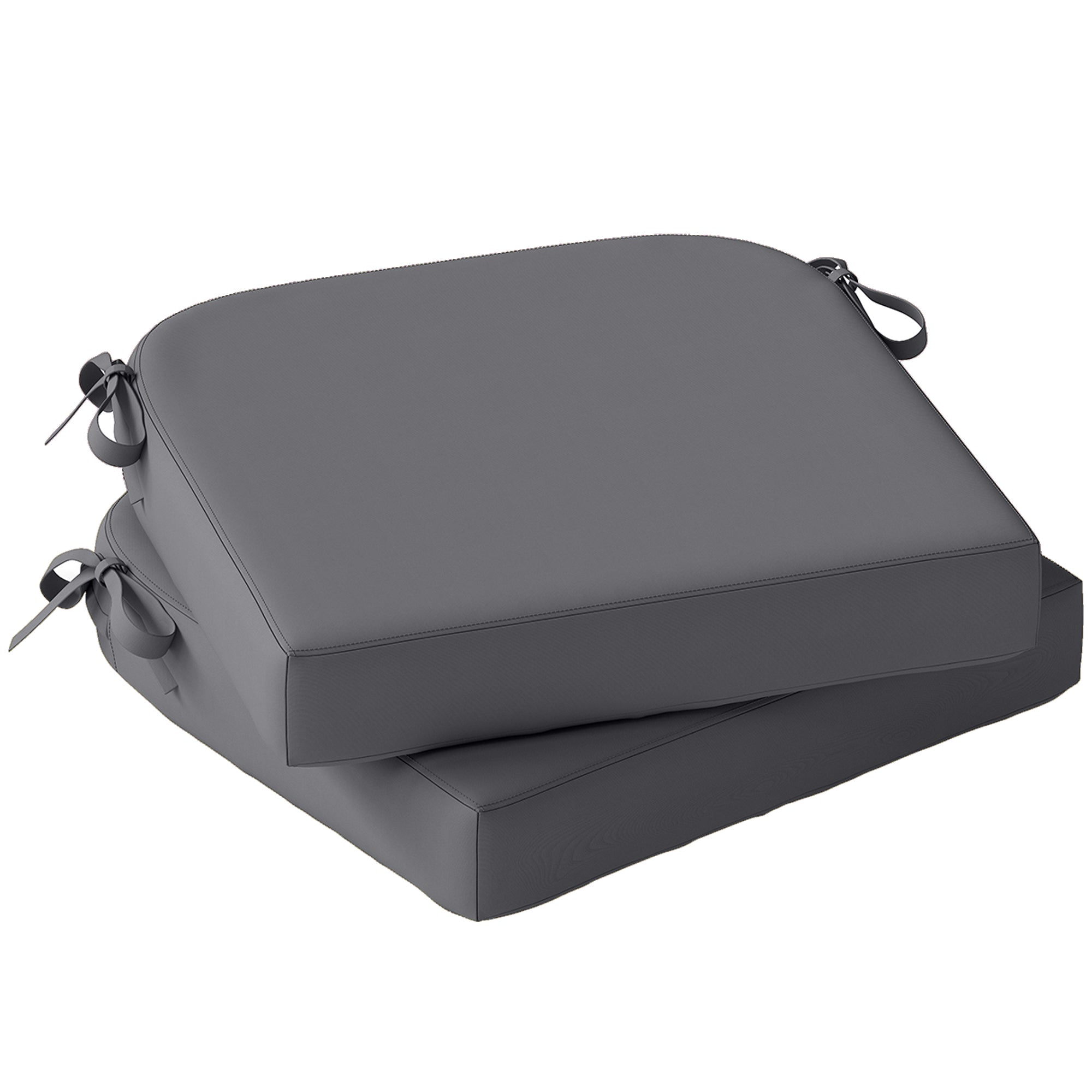 Outsunny Outdoor Chair Seat Cushions Set of 2, Garden Chair Cushions with 7cm Thick Foam & Ties, Dark Grey 
