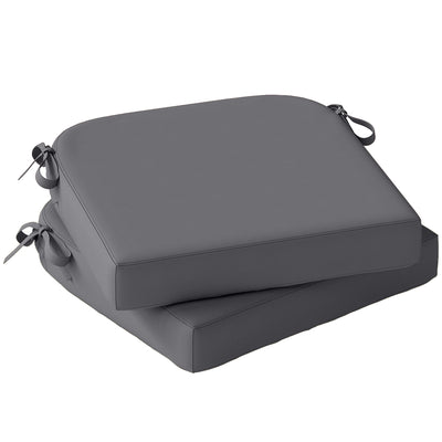Outsunny Outdoor Chair Seat Cushions Set of 2, Garden Chair Cushions with 7cm Thick Foam & Ties, Dark Grey 