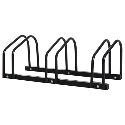 HOMCOM Bike Stand Parking Rack Floor or Wall Mount Bicycle Cycle Storage Locking Stand (3 Racks, Black) 