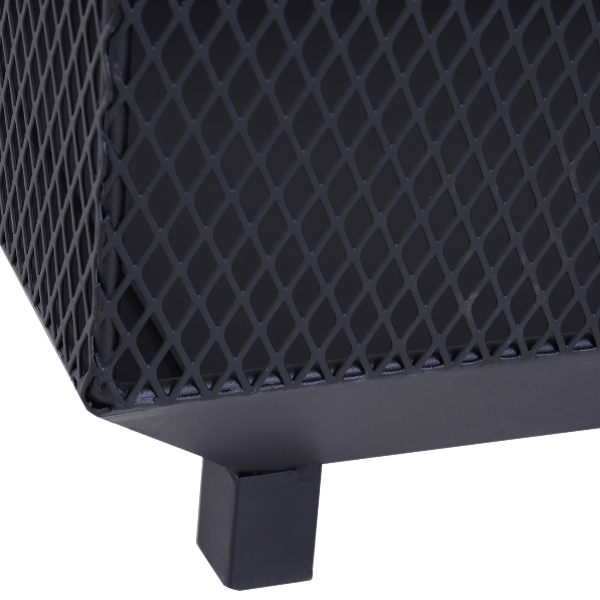 Outsunny Metal Square Fire Pit Outdoor Mesh Firepit Brazier w/ Lid, Log Grate, Poker for Backyard, Camping, Bonfire, Wood Burning Stove, 44 x 44 x 40cm, Black 