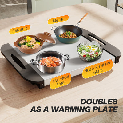 HOMCOM 4.5L Stainless Steel Electric Buffet Server, with 3x Trays and Lids, Set of 2 