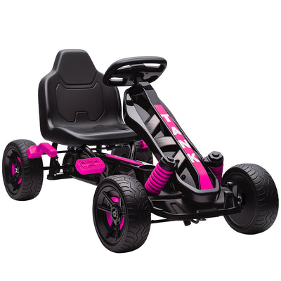 AIYAPLAY Pedal Go Kart for Kids Aged 3-6 Years, with Freewheel System, Brake, EVA Anti-Slip Wheels, Pink 