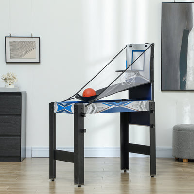 SPORTNOW 5 in 1 Multi Games Table Combo Sports Game Table for Kids, Mini Pool Table, Table Tennis Table, Hockey Table, Basketball Arcade Game, Bow and Arrow, Blue 