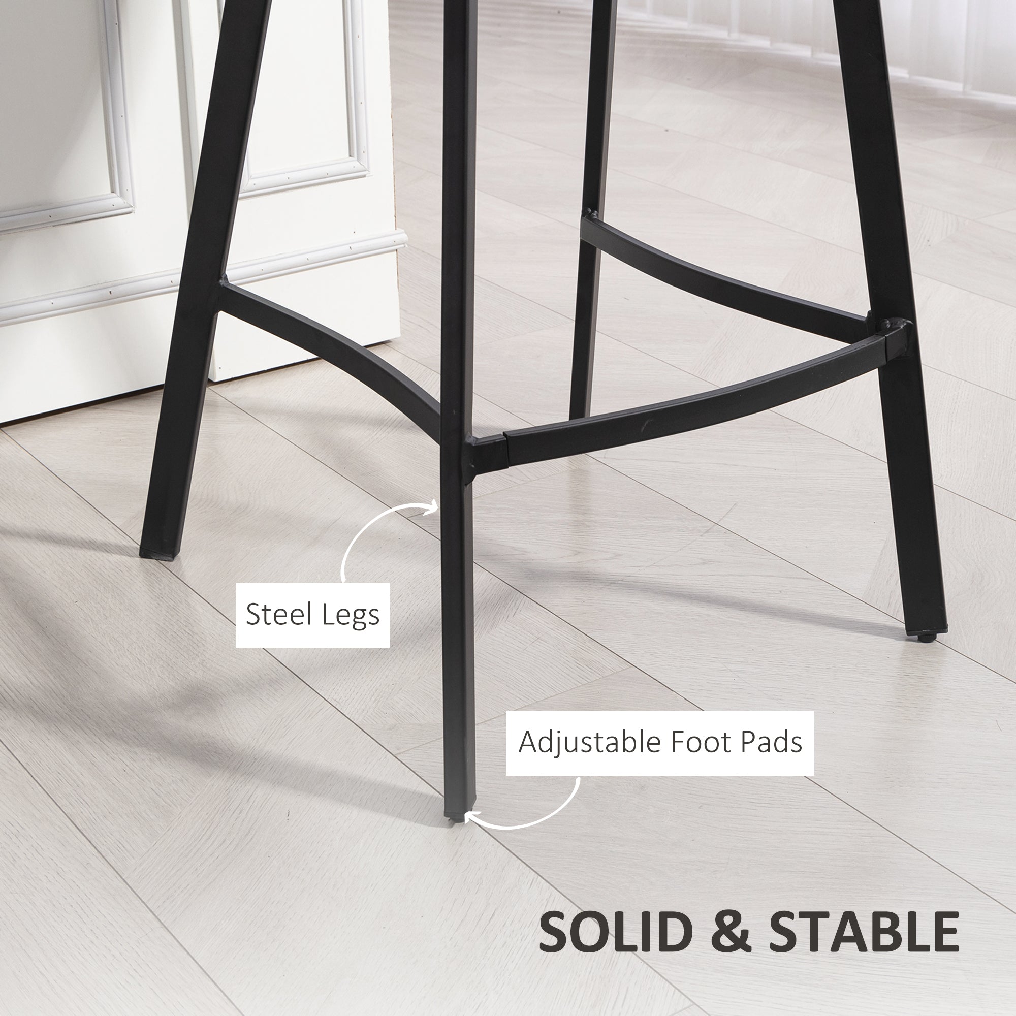 HOMCOM Bar Stools Set of 2, PU Leather Dining Stools with Backrest, Footrest, for Kitchen, Counter, Breakfast Bar, Grey 