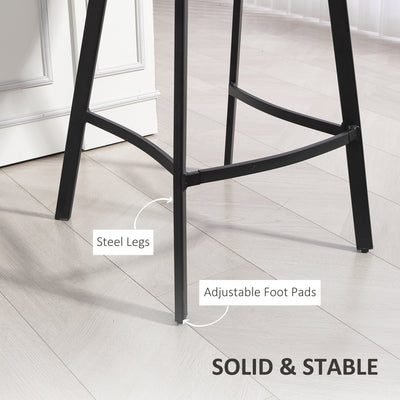 HOMCOM Bar Stools Set of 2, PU Leather Dining Stools with Backrest, Footrest, for Kitchen, Counter, Breakfast Bar, Grey 