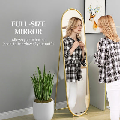 HOMCOM Two-Way Curved Full Length Mirror - Gold Tone 