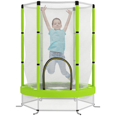 AIYAPLAY 4.6ft Toddler Trampoline w/ Safety Enclosure Net, for Indoor Outdoor Use, Ages 3-6 Years, Green 