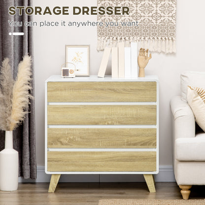 HOMCOM Chest of Four Drawers - Wood-Effect/White 