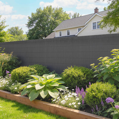 Outsunny 2Pcs Plastic Privacy Screening Fence, 1m x 3 m Waterproof Windbreak Fence, Dark Grey 