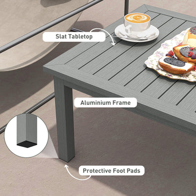 Outsunny 100cm x 60cm Aluminium Outdoor Coffee Table - Grey 