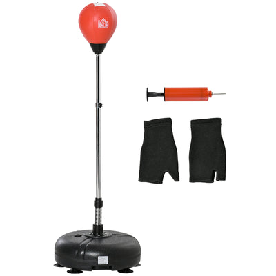 HOMCOM Punching Bag with Stand, Free Standing Boxing Bag Set, Speed Bag with Speedball Adjustable Height from 132cm to 158cm for Teens, Red 