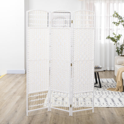 HOMCOM 3 Panel Folding Room Divider, Privacy Screen, Paravent Partition Separator for Living Room, Bedroom, White