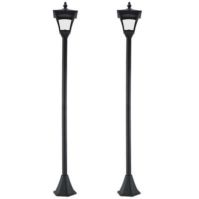 Outsunny Set of 2 Outdoor Garden Solar Post Lamp Sensor Dimmable LED Lantern Bollard IP44 Energy-saving 1.2M Tall, Black 
