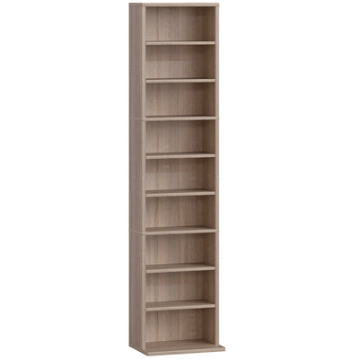 HOMCOM 260 Narrow CD Storage Unit - Natural Wood Finish 