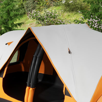 Outsunny Six-Man Tent, with Two Rooms, Small Rainfly and Accessories - Orange 