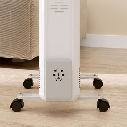 HOMCOM 2kW Nine Fin Oil-Filled Radiator - White 