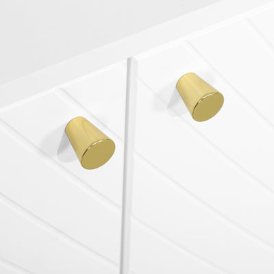 HOMCOM Elegant Two-Cupboard Sideboard - White/Gold-Tone 
