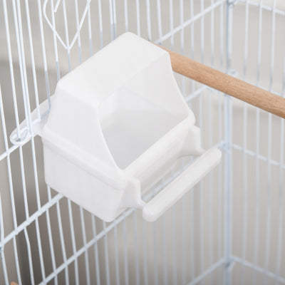PawHut Bird Cage Budgie Cages for Finch Canary Parakeet with Stand Wheels Slide-out Tray Accessories Storage Shelf, White 46.5 x 36 x 157 cm 