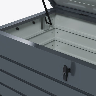 Outsunny 311L Galvanised Steel Garden Storage Box, with Lock - Dark Grey 