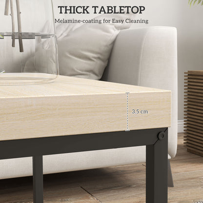 HOMCOM Coffee Table Set of 2, Nest of Tables with 3.5cm Thick Tabletop, Oak 