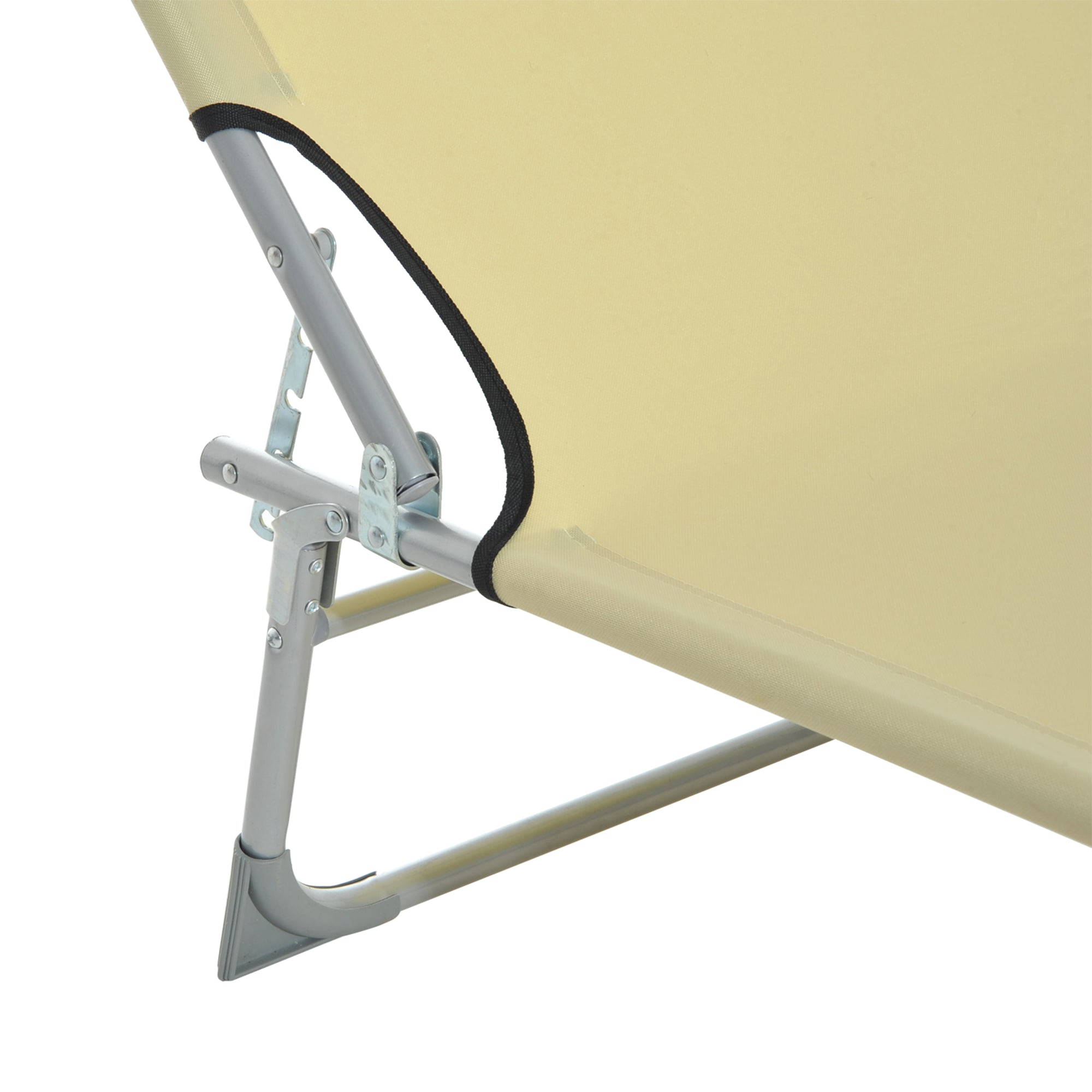 Outsunny Reclining Sun Lounger Chair Folding Camping Bed with 4-Position Adjustable Backrest, for Travel Indoor Outdoor Office Fishing, Beige 