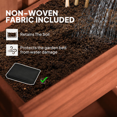 Outsunny Wall-mounted Wooden Garden Planters with Trellis, Drainage Holes and 3 Planter Boxes for Patio, Brown 