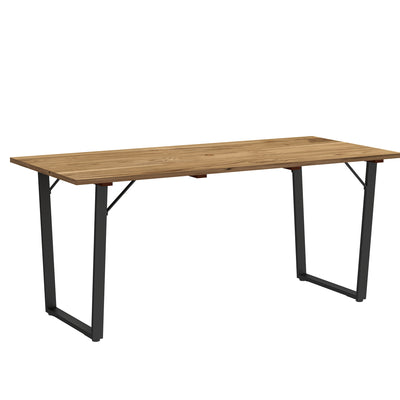 Outsunny Garden Table for 6, 175 x 80 cm Large Rectangle Outdoor Dining Table with 5cm Parasol Hole and Slatted Top, Weather Resistant Fir Wood Patio Table for Balcony, Terrace, Brown 