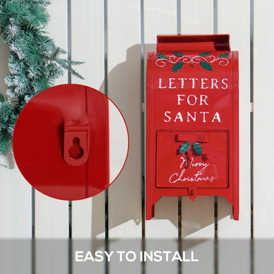 HOMCOM A5 Christmas Letter Postbox - Red/White 
